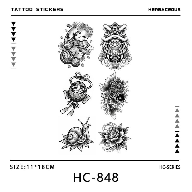 Japanese-Style Cute Auspicious Temporary Tattoo Stickers, Cute and Retro, Easily Create a Healing Japanese Atmosphere