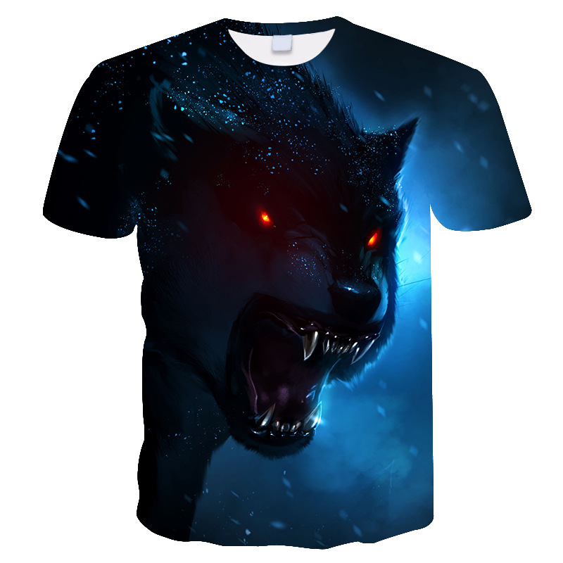 European and American Amazon Summer Animal Wolf T-Shirt 3D Digital Printed Loose Sports Short-Sleeved Round Neck Top European and American Amazon Summer Animal Wolf T-Shirt 3D Digital Printed Loose Sports Short-Sleeved Round Neck Top