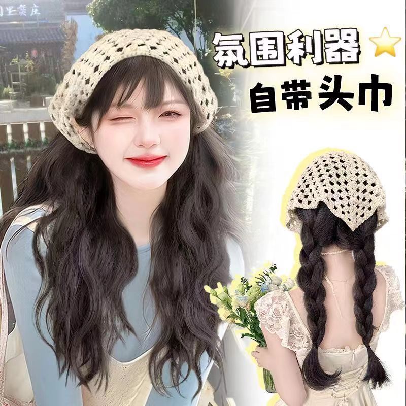 Triangular toallas peruca de cabello para mujeres todo tipo de moda en una persona real de cabello largo rizado alto top wig