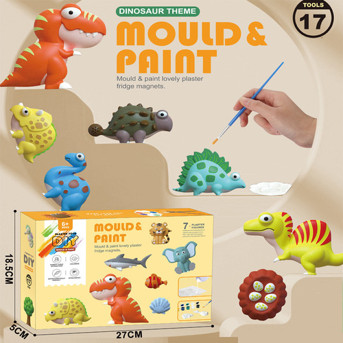 Wholesale new dinosaur painting toys brushes fun plaster imaging boys and girls students toys gifts