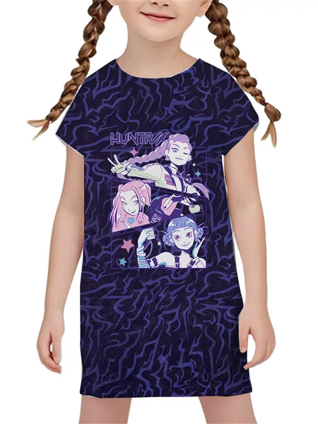 [Dz Style] Witch Hunt Girl Group Nightdress Cross-Border Hot-Selling New Cartoon Anime Digital Print Straight Dress for Outerwear