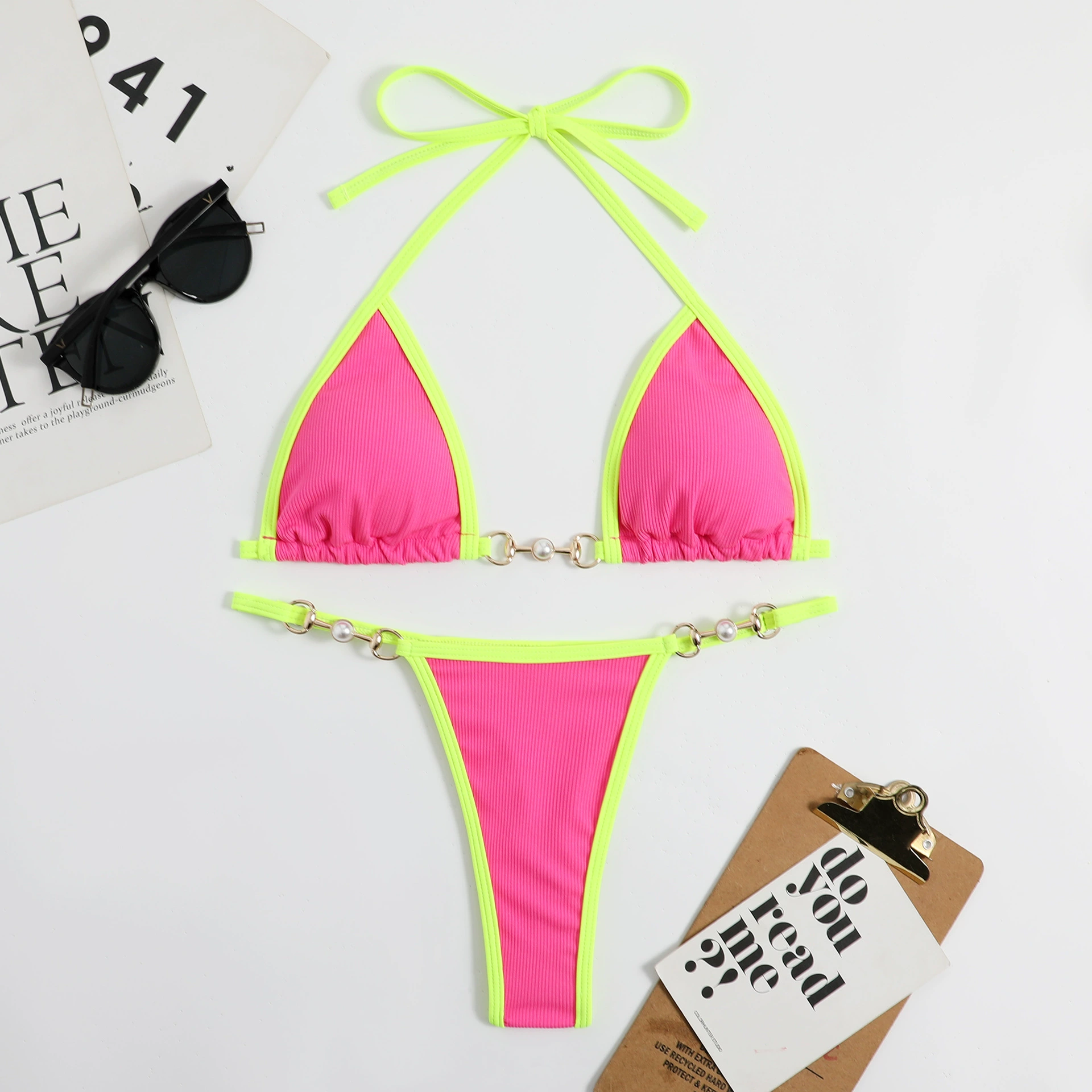 (Cross-border trading), split cloth, swimwear, multicoloured golden accessory