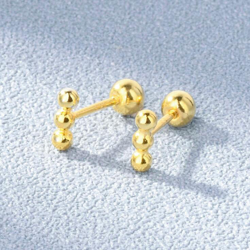 Boucles D&#39;oreilles Piercing Européennes Et Américaines Boucles D&#39;oreilles À Une Rangée De Perles Rondes Boucles D&#39;oreilles Perforées À Vis De Cartilage display picture 2