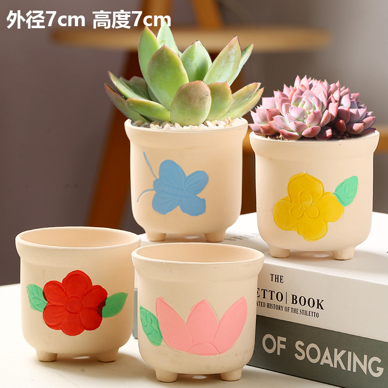 Macetas de cerámica para suculentas con diseño de animales de dibujos animados, pequeño tamaño, para estante de flores en casa, suministro al por mayor