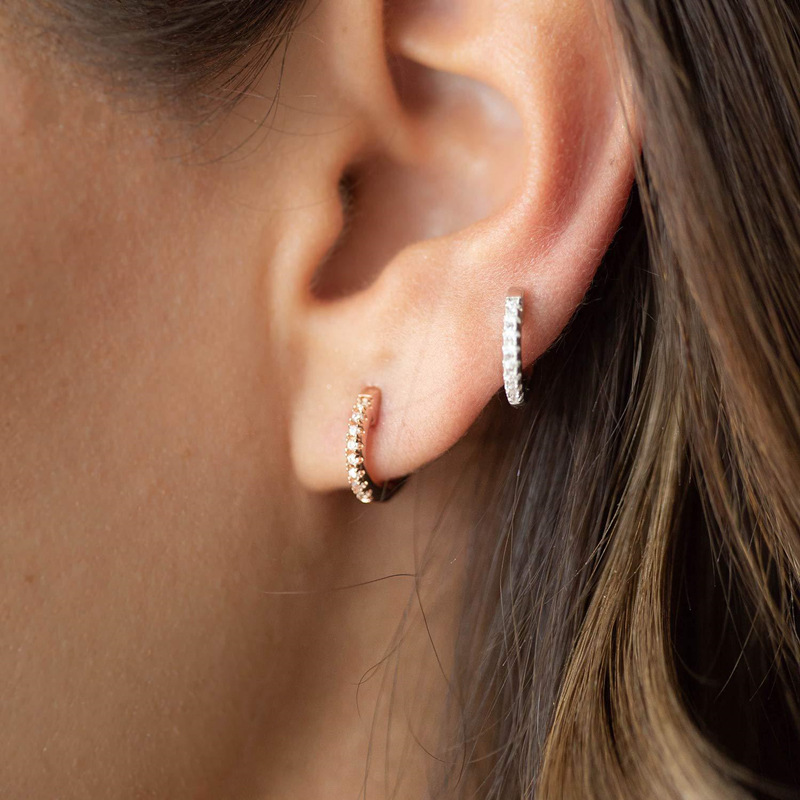 Style Simple Couleur Unie Argent Sterling Moissanite Des Boucles D'oreilles En Masse display picture 3