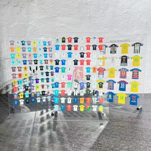 Messi and Ronaldo football star career jersey collection acrylic stand table decoration hand-made poster picture frame
