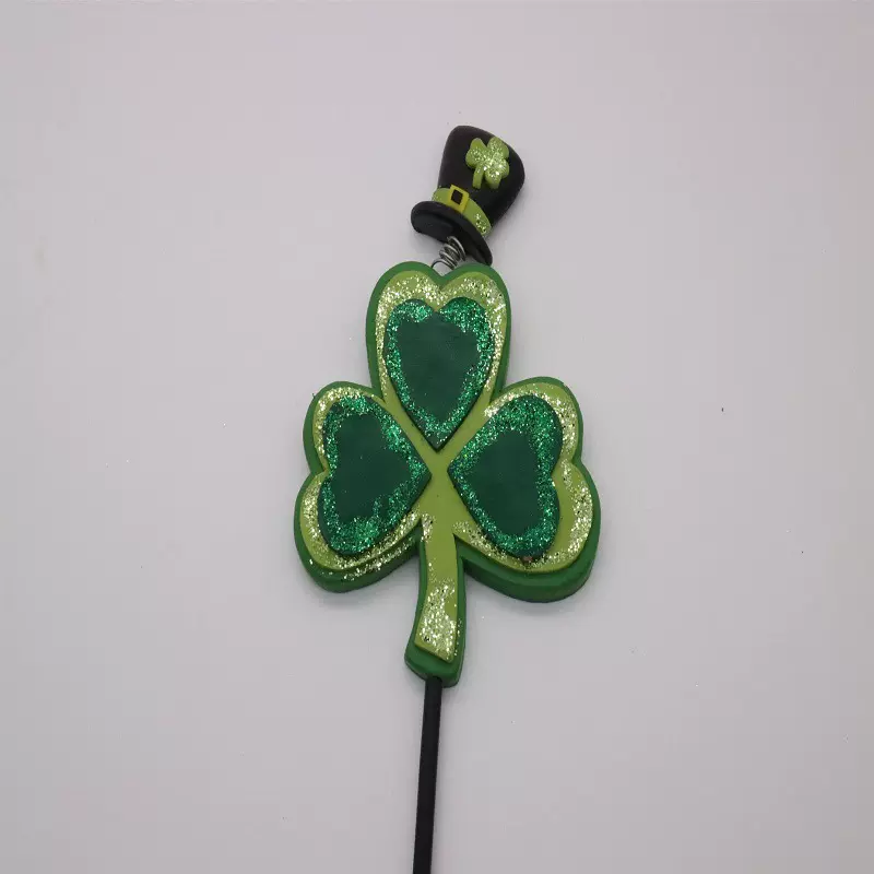 工厂定制DIY软陶三叶草装饰品插件 圣诞造型装扮工艺品手工装饰品