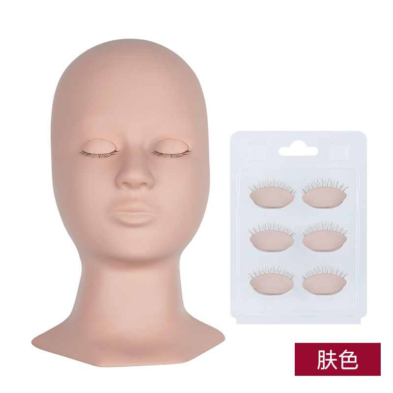 Molde de cabeza de entrenamiento con pestañas cabeza desmontable molde injerto pestañas reemplazable párpado práctica cabeza modelo pestañas cabeza