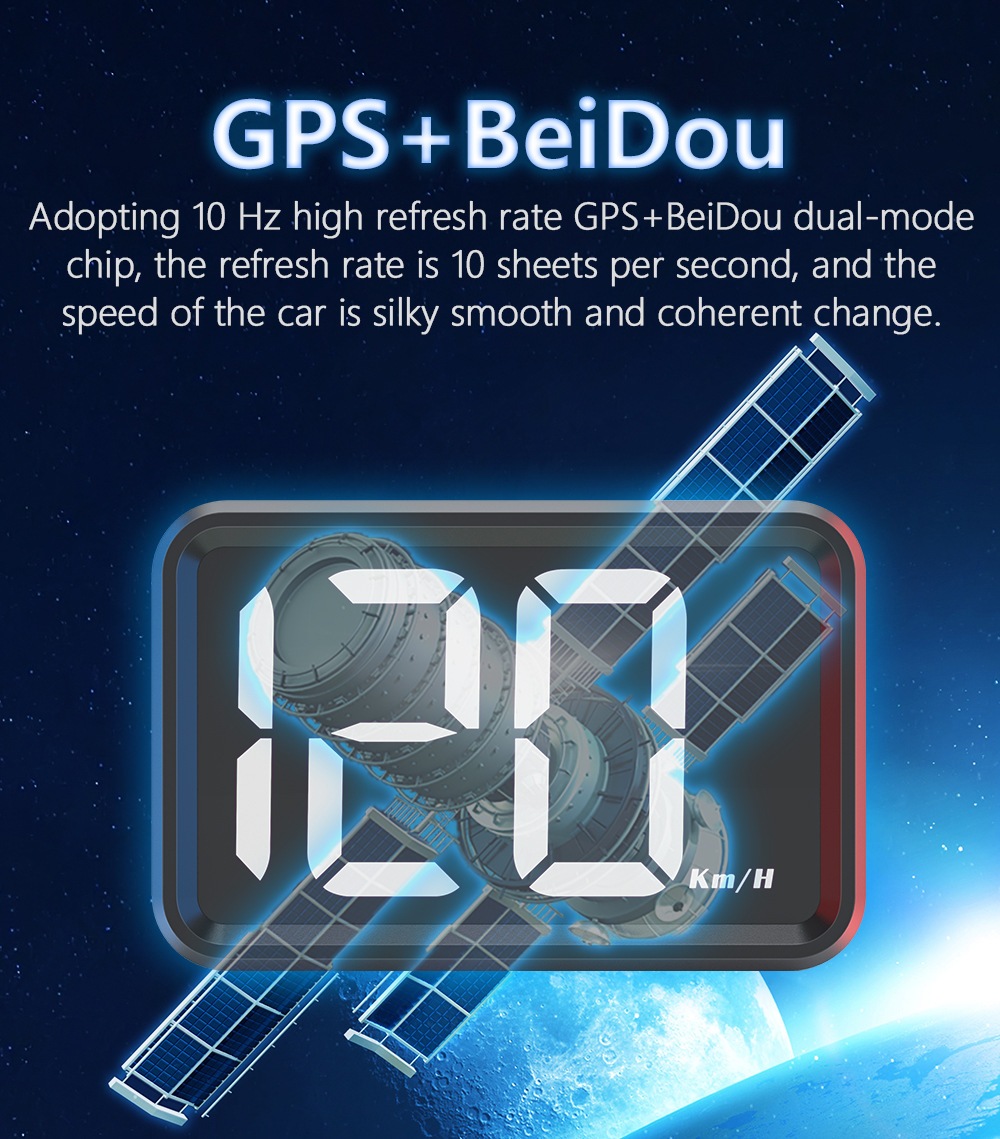 HUD Head-Up Display Car-mounted Beidou GPS Speed Display New Energy Multi-functional Instrument Head-Up Instrument Speedometer