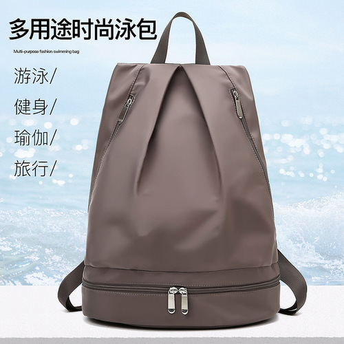 Wholesale women's dry-wet separation swimming bag, waterproof beach storage backpack, sports swim bag with independent shoe compartment