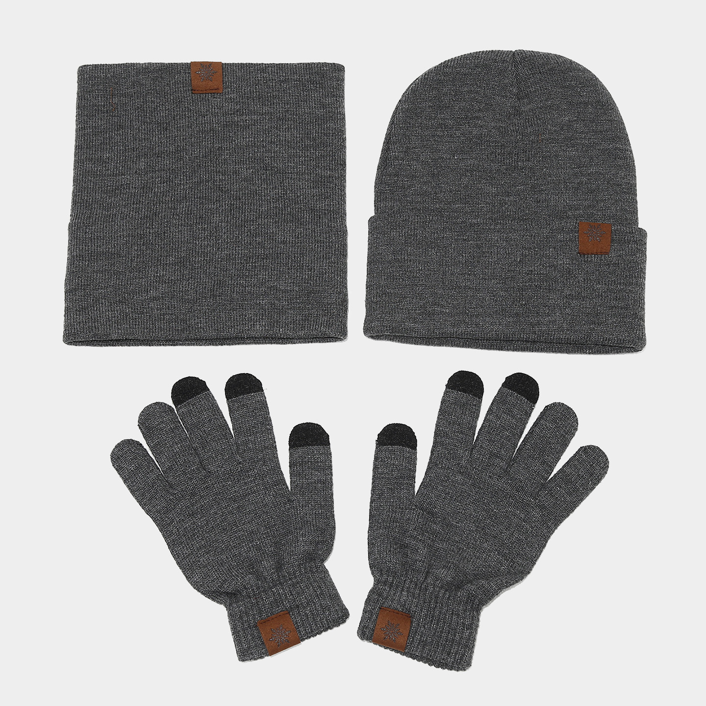 Sombrero de copo de nieve guantes de tres piezas para mujeres al aire libre engrosado calentamiento sombrero de punto calentamiento conjunto de moda masculina