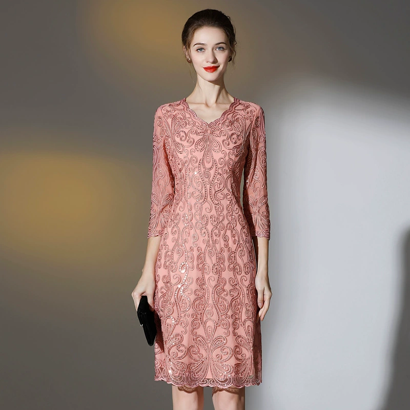 Шэньчжэнь высокого класса среднего возраста Женская одежда бренд платье осень банкет плюс Размер платье Счастливая Мать-в-законе мать оптом
