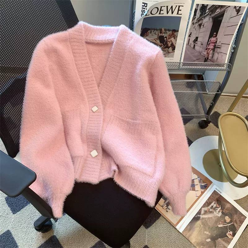 Вязаная демисезонная куртка, милый кардиган, oversize
