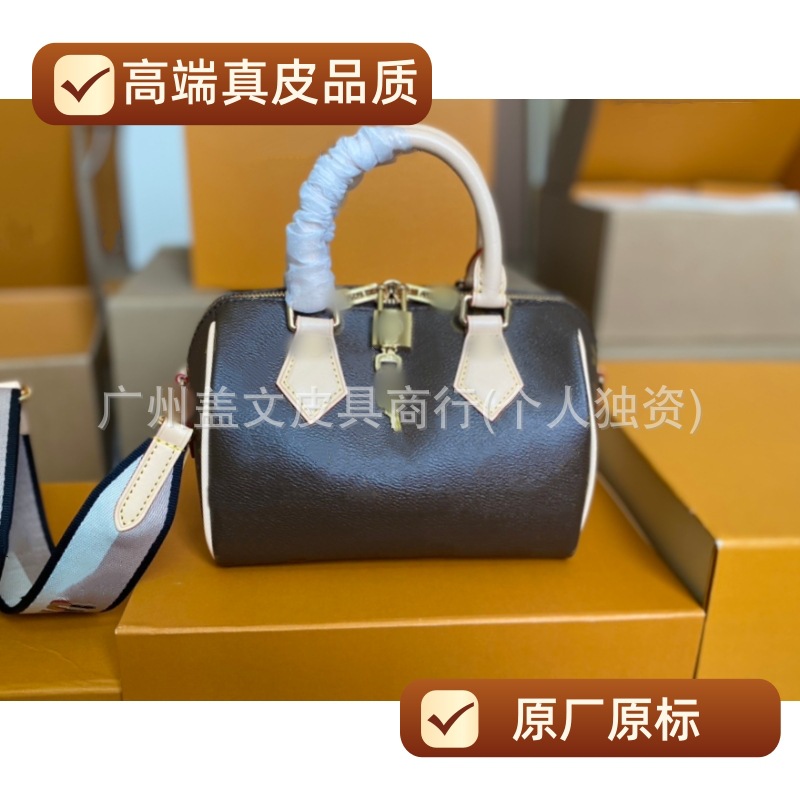 跨境货源高端原厂Speedy 20老花枕头包 波斯顿手提单肩斜挎式女包