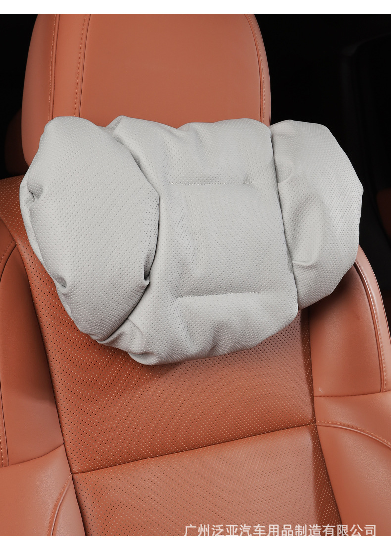 Cross-Border New Model Foam Cotton Car Headrest Nappa Leather Car-Mounted High-End Neck Pillow and Lumbar Cushion Set