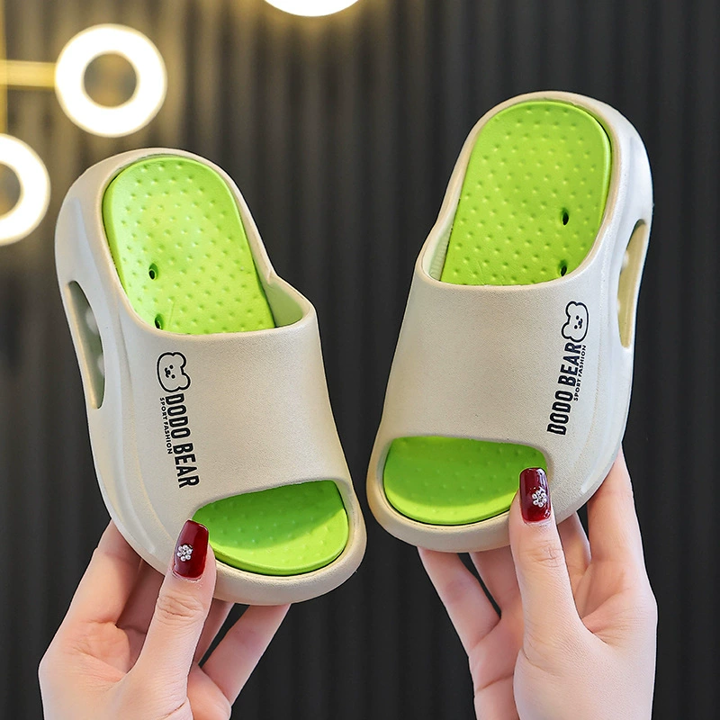 EVA двойные тапки с толстой подошной детки летняя девочка милая комнатная нескользящая мягкая подошва девочка круто мальчик