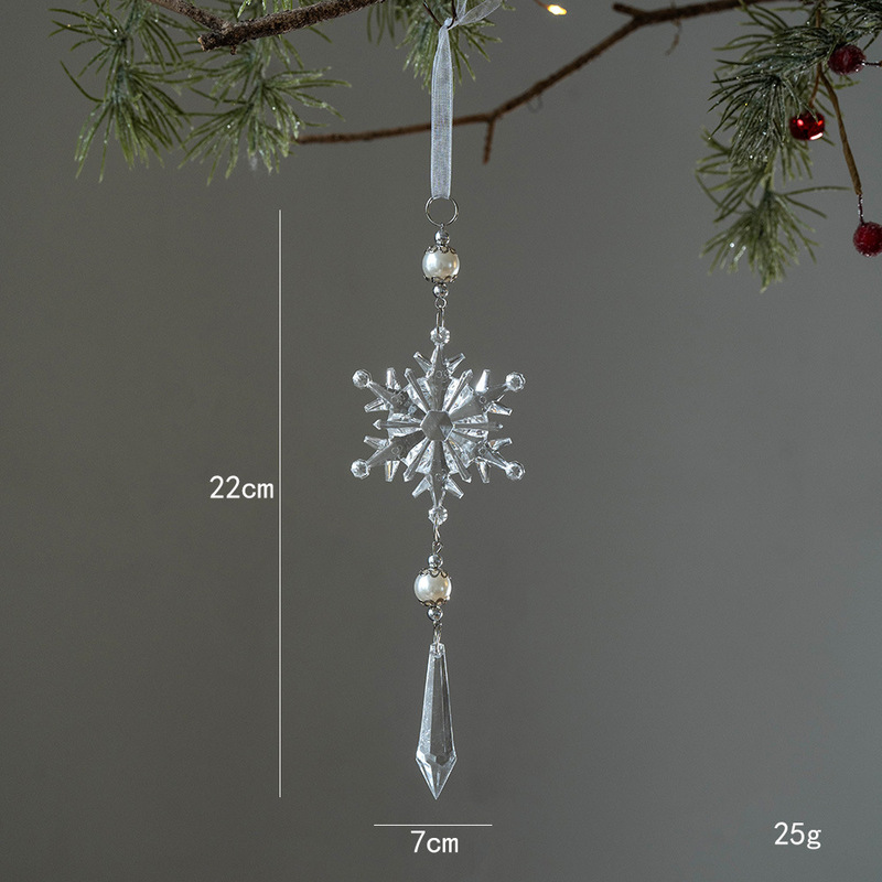 越境新品クリスマスツリー装飾雪花水滴ペンダントクリスマス透明アクリル雪花アクセサリーペンダント|undefined