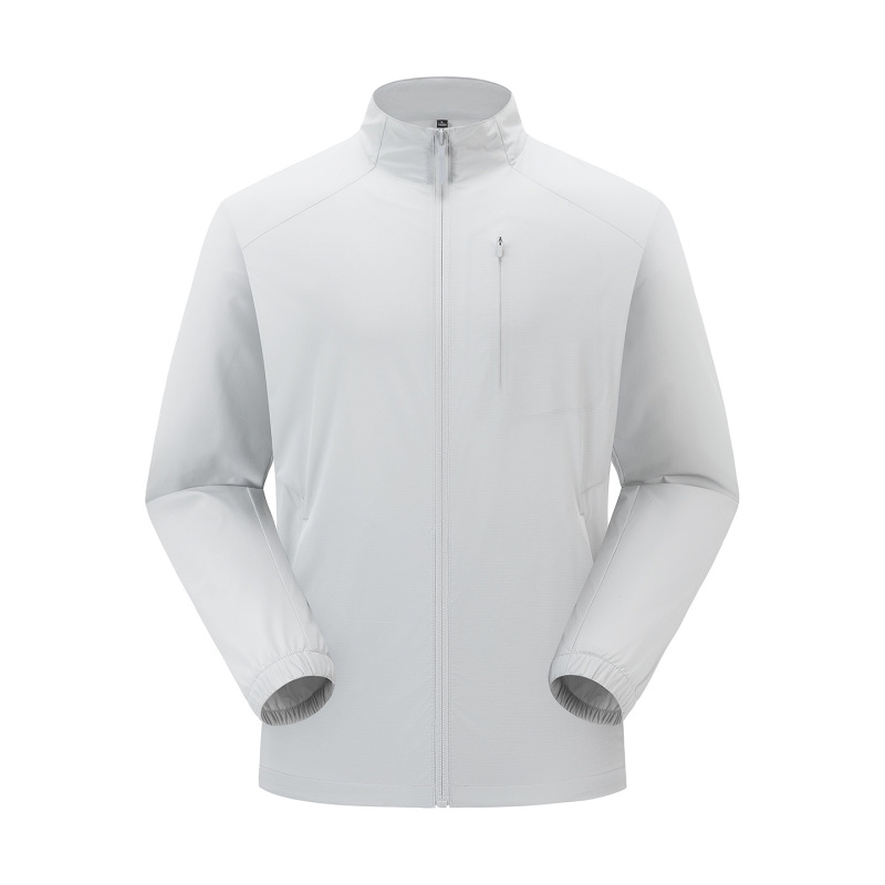 Descente-Style Stand-Collar Cardigan Ice Silk Sun Protection Clothing for Men, Ultra-Light and Ultra-Thin Skin Jacket for Outdoor Cycling and Fishing
