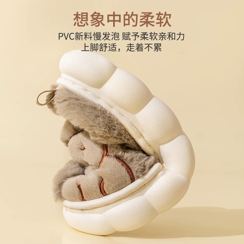 卡通小熊儿童保暖棉拖鞋男2025新款秋冬季保暖毛毛鞋女批发亲子鞋|undefined
