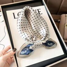 2025新款春秋波点真丝小方巾女丝巾100%桑蚕丝高级感围巾韩版领巾