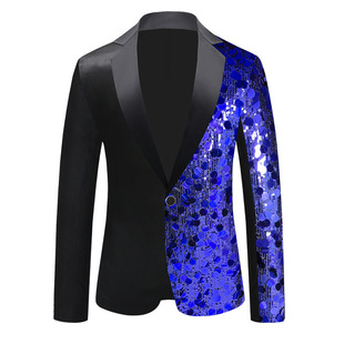Cross-Border New Foreign Trade Men's Sequin Blazer Dance Dress Host Clothing European and American Cross-Border