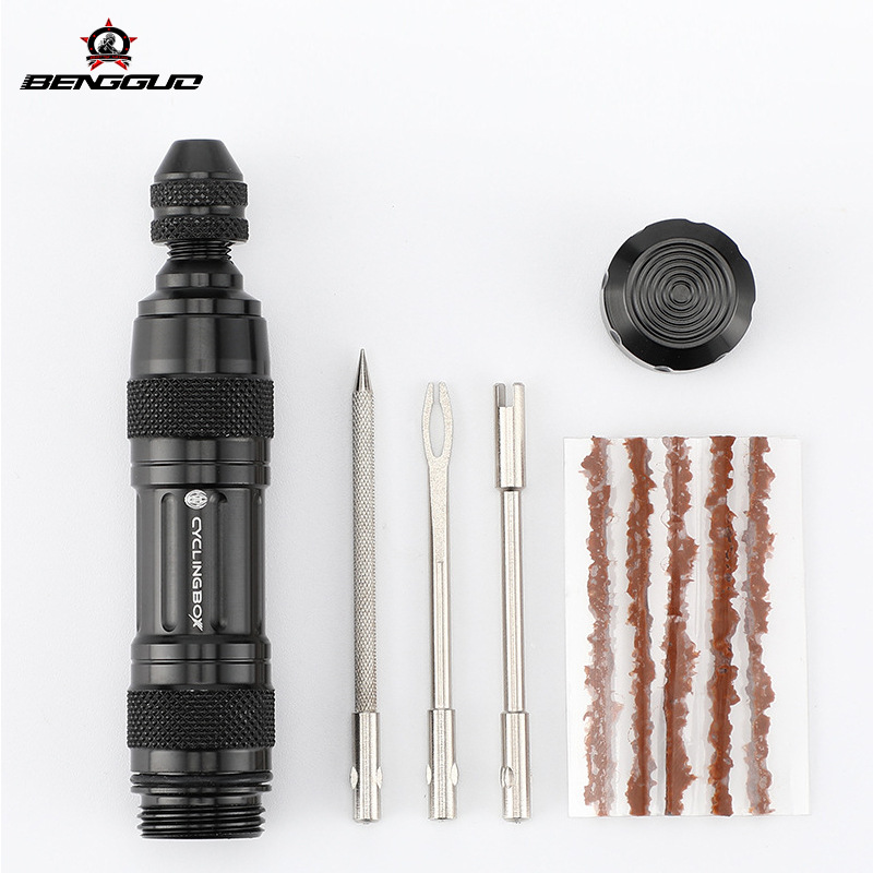 Mountain bike vacuum aluminum alloy tire repair tool combination bicycle repair integrated storage design tool