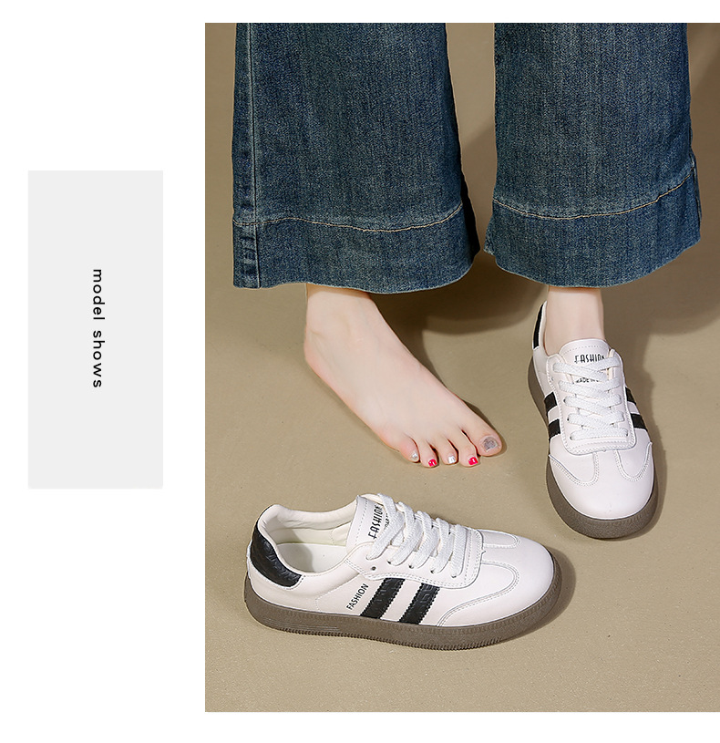 Dexun Women's Casual Trainers Flat Thick Sole Versatile White Shoes_voghion.com