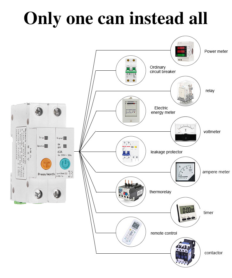 Yiweilian intelligent WIFI disjoncteur de fuite commutateur de commande à distance synchronisation électricité compteur ouvert relais 63A_voghion.com