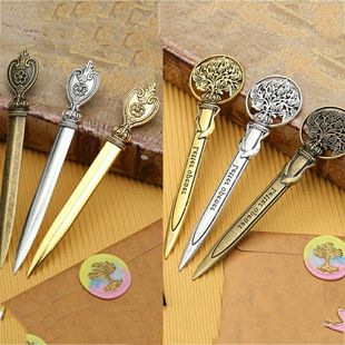 Metal Letter Opening Knife European and American Retro Envelope Letter Opening Knife Zinc Alloy Express Document Opening Knife Jie Qi