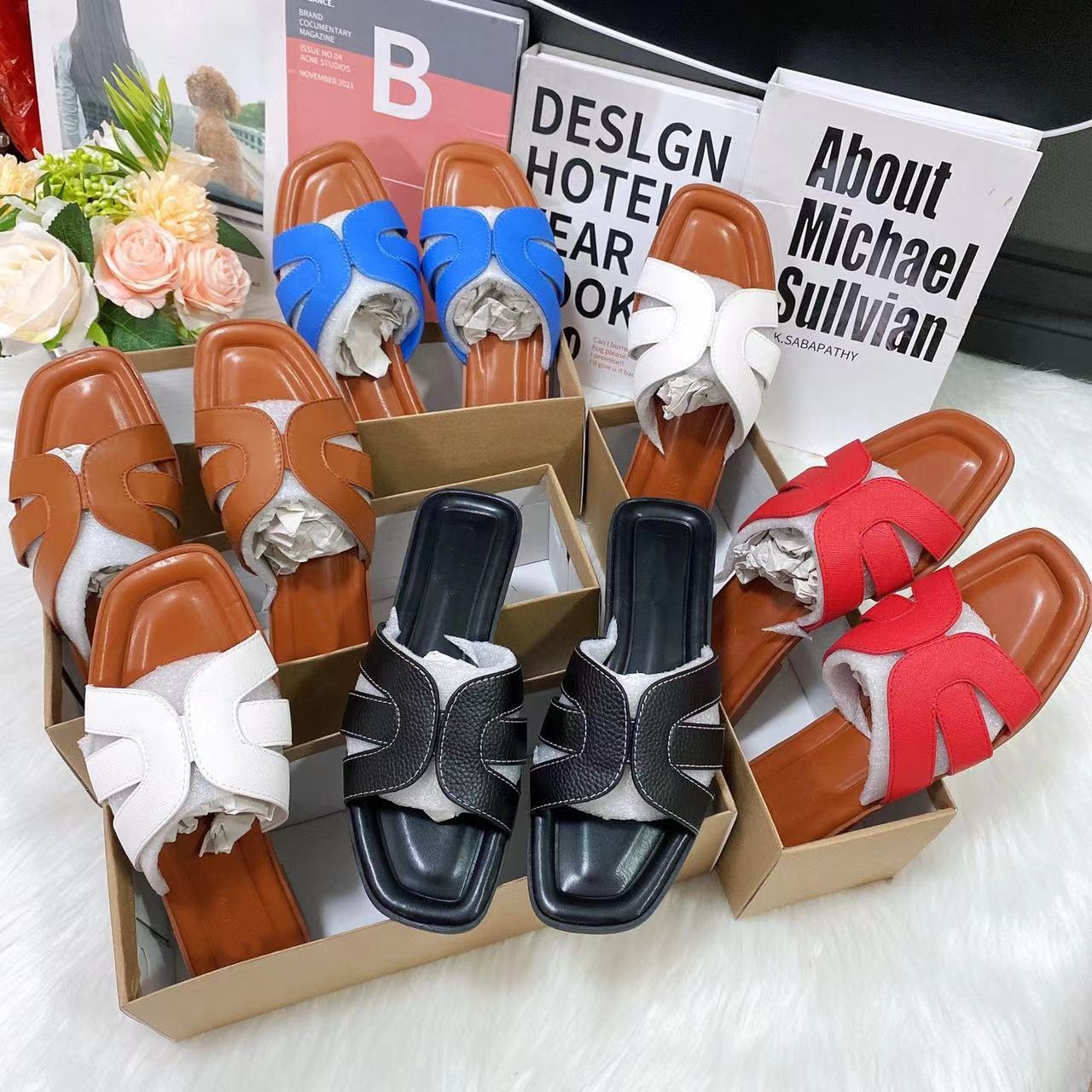 Sandali bassi donna punta quadrata ciabatte eleganti e casual_voghion.com