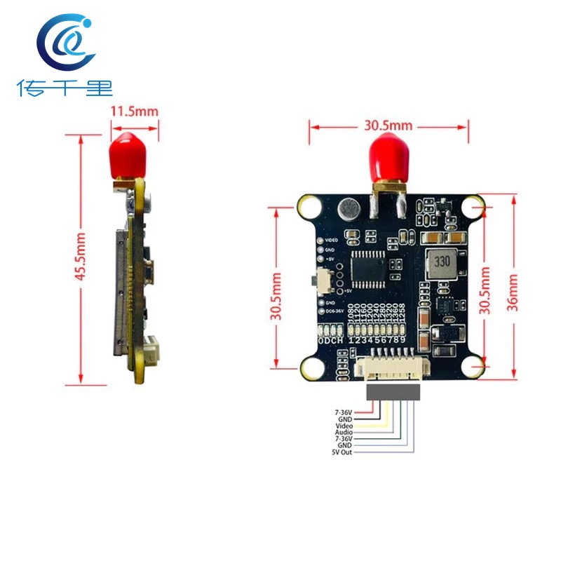 1.2G 800mw fpv image transmission VTX transmitter and receiver RVX module through machine drone aerial photography