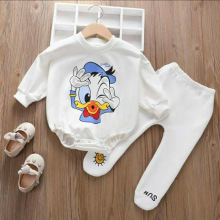 inS宽松棉圆领包屁衣2025新款长袖白色连体衣宝宝卫衣长袖爬服