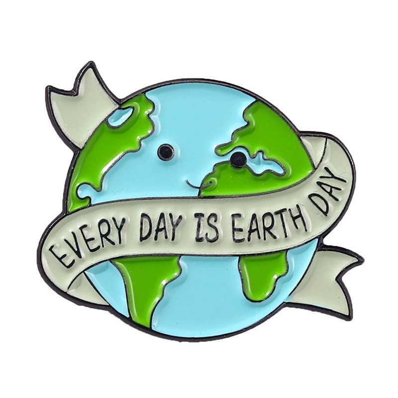 Экологичные эмалевые булавки-подвески, медали Earth-Love, зелёные экологические значки круглые, assorted designs