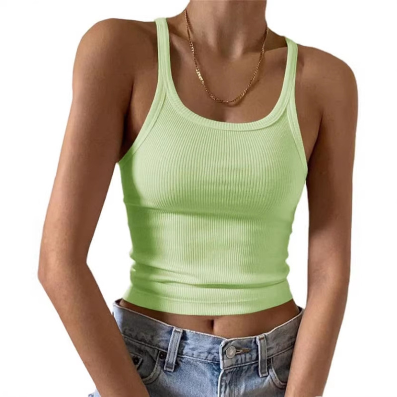 Women's Sleeveless Vest Style with Scoop Neck Ribbed Knit Basic Design