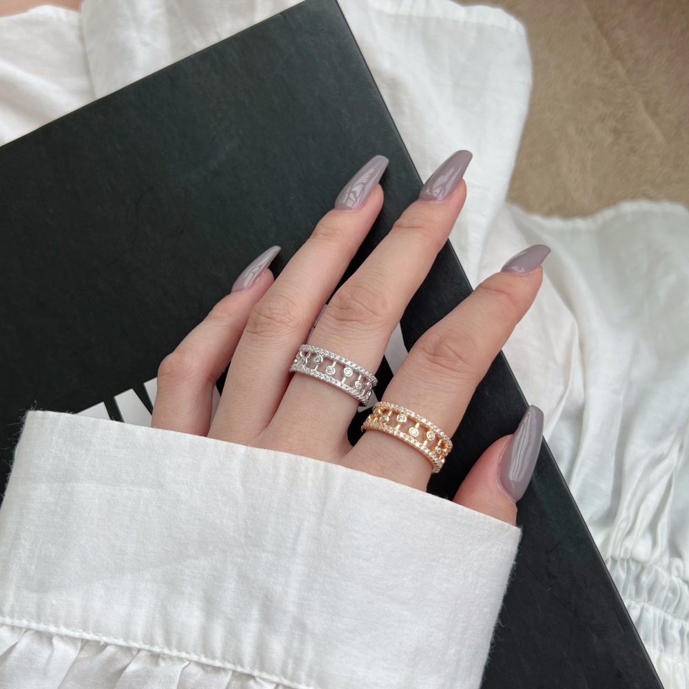 925 Sterling Silver Zircon U Shape Waves Heart Shape Rings display picture 33