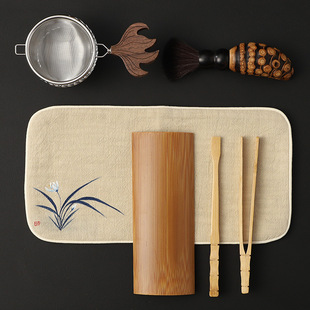 Cotton and Linen Embroidered New Chinese Style Tea Towel Tea Cloth Tea Table Rag High-end Professional Tea Art Tablecloth Absorbent Pure Cotton Kettle Cloth