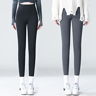 2024 autumn and winter shark pants wear women's fleece-lined thick leggings high waist hip belly seamless yoga Barbie pants