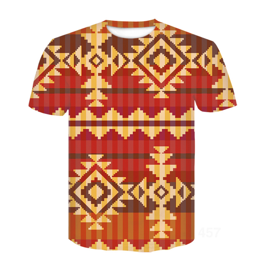 新款时尚夏季休闲3D印花夏威夷花男士民族风跨境厂家短袖T恤S-3XL