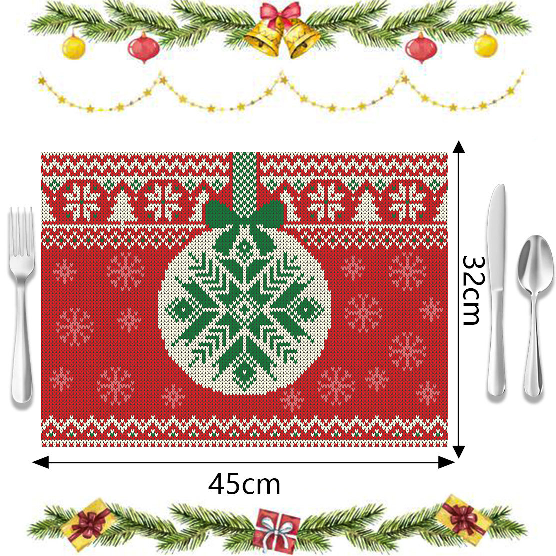 Weihnachts-Tischsets, Untersetzer, Weihnachtsdekoration, Tischsets, Hotel, Restaurant, Familie können für Tischsets verwendet werden_voghion.com