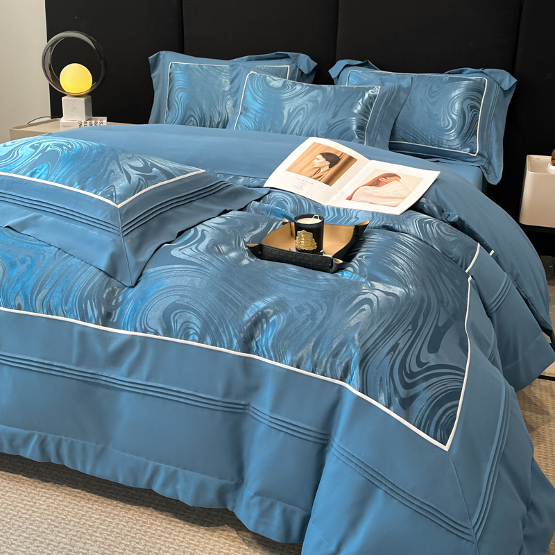 Luxuriöse Eisseide Satin Jacquard Bettwäsche 4-teiliges Set_voghion.com