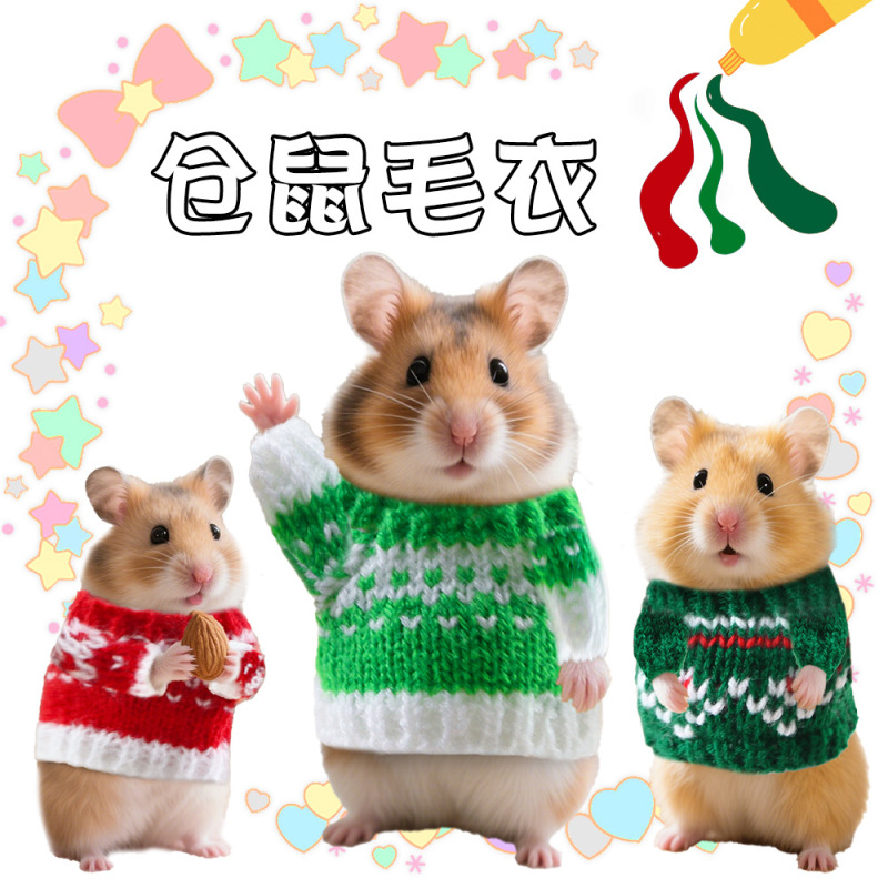 亚马逊新款仓鼠保暖外出毛衣金丝熊荷兰猪圣诞节派对可爱保暖毛衣|undefined