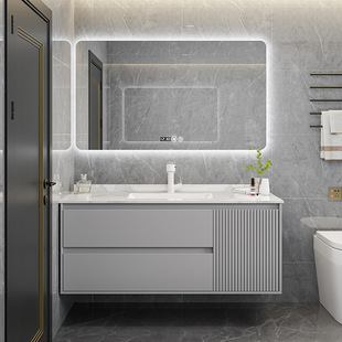 Легкий роскошный современный шкаф для ванной комнаты комбинация керамического бассейна Простая интеллектуальная ванная комната с твердым деревом ручной рукой пруд