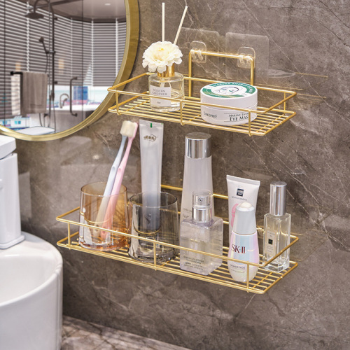 Bathroom wall-mounted storage rack light luxury punch-free wash basin storage toiletries shelf bathroom wall wall hanging