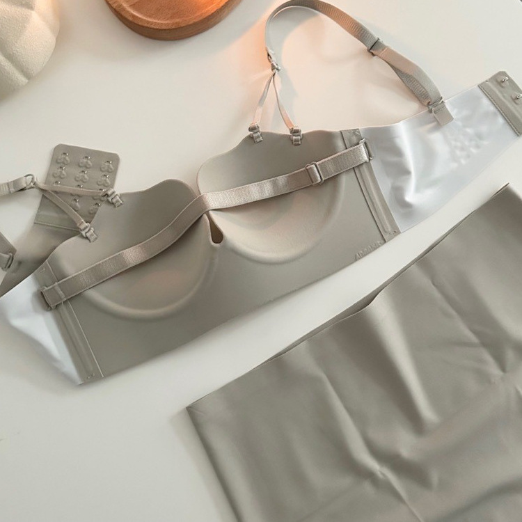 Nuevo pétalo brillante sin costuras media taza ropa interior de niña cómodo traje de sujetador de reunión lateral de múltiples vías de las mujeres