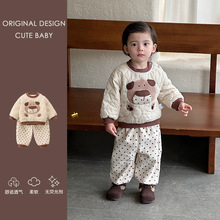 儿童加绒套装秋冬装2025新款宝宝卫衣裤子冬季婴儿夹棉衣服两件套