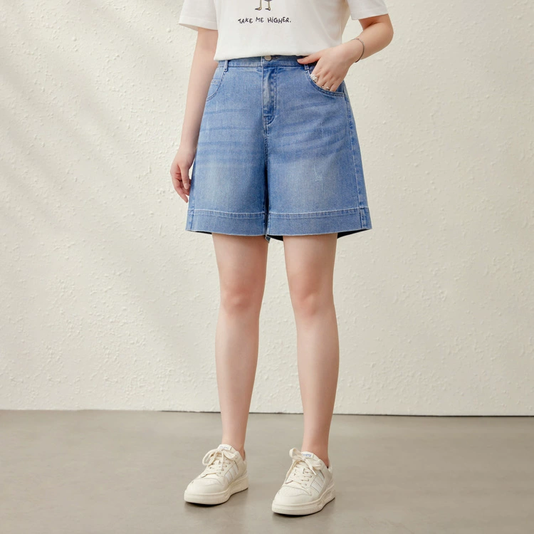 Модные универсальные джинсовые шорты с эластичной резинкой на талии, утягивающие джинсовые шорты больших размеров, женская одежда для пышных женщин, лето 2025, новый стиль