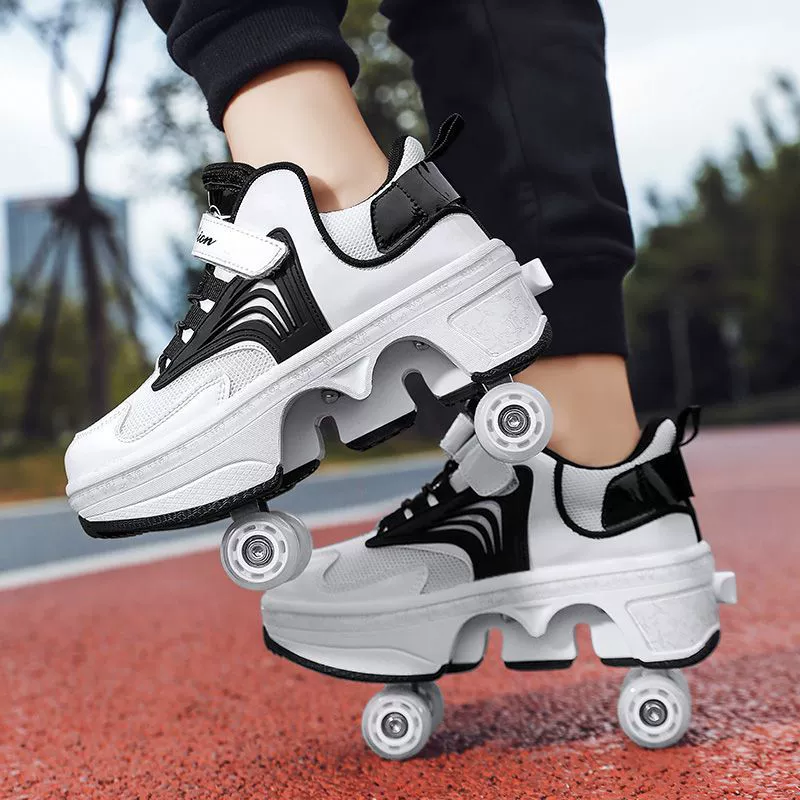 Детские Heelys для девочек, четырехколесные прогулочно-скользящие обувь для взрослых, автоматическое сжатие роликов для мужчин