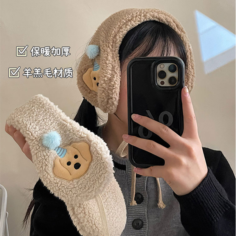 2023 nuevas orejeras invierno cálido invierno de las mujeres forrado de lana gruesa a prueba de viento anticongelante protección contra el frío orejeras montadas en la cabeza