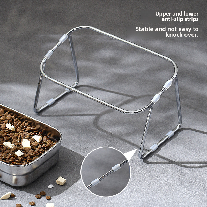 (2개) 원래 304 스테인리스 고양이 그릇 고양이 음식 그릇 개 고양이 물 그릇 밥 음식 두 배 그릇 마시는 물 하나는 노크하기 쉽지 않습니다