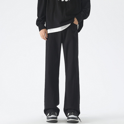 Men's Summer 2025 American Street Style Loose Fit Straight Wide Leg Casual Knife Pants